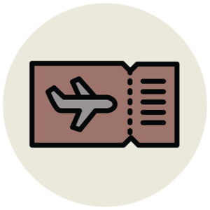 illustration of a plane ticket for my interests in a circle